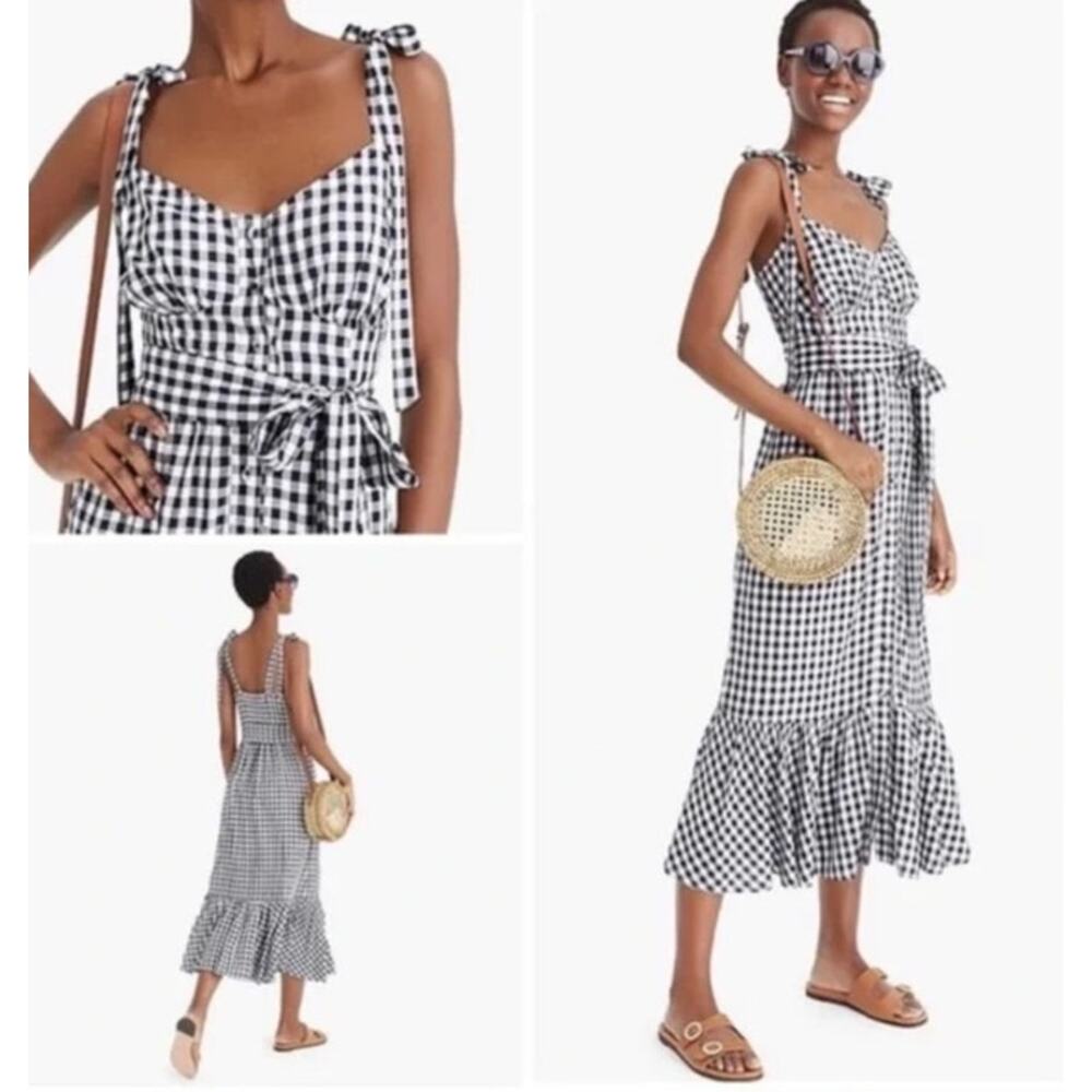 J. Crew Navy and White Gingham Dress